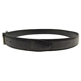 Berluti-BERLUTI CLASSIC BELT 35MM T 95 BLACK LEATHER PALLADIUM BUCKLE-Black