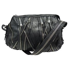 BOLSA BALMAIN COM ZIPPER DE COURO PRETO BOLSA DE OMRO Preto