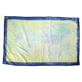 Hermès-HERMES TOUCANS BEACH TOWEL 94x146CM COTTON-Blue