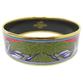 Hermès-NEW HERMES EMAIL LARGE BRACELET DUCK PATTERN 23 CM RED ENAMEL BANGLE-Red