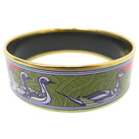 Hermès-NEW HERMES EMAIL LARGE BRACELET DUCK PATTERN 23 CM RED ENAMEL BANGLE-Red