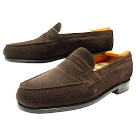 JM Weston-JM WESTON SHOES LOAFERS 180 SUEDE 7C 41.5 L 42 + SHOE TREES LOAFERS-Brown