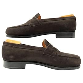 JM Weston-JM WESTON SHOES LOAFERS 180 SUEDE 7C 41.5 L 42 + SHOE TREES LOAFERS-Brown