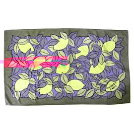 Hermès-HERMES TOWEL BEACH CITRONS 150X90CM IN PINK COTTON LEMONS BEACH TOWEL-Pink