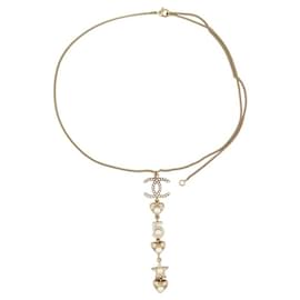 Chanel-NINE CHANEL NECKLACE PENDANT CC LOGO HEARTS NUMBER 5 STAR GOLD METAL-Golden