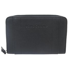 NEUE LONGCHAMP 3D GELDBÖRSE L3622HCV001 SCHWARZES LEDER MÜNZBEUTEL Schwarz