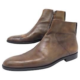 Berluti-BERLUTI SHOES 2448 LEATHER PATINA BOOTS 7.5 41.5 SHOE TREES-Brown