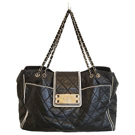 Black leather Chanel tote bag Black