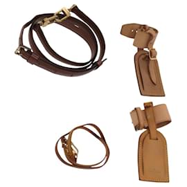Louis Vuitton-LOUIS VUITTON Name Tag Powanie Epi Shoulder Strap Leather 4Set Beige Auth ep7688-Beige