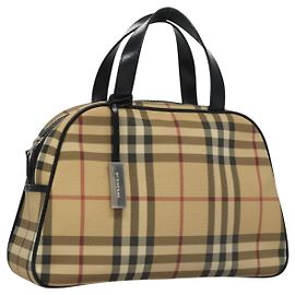 Bolsa de mão em PVC bege com estampa Nova Check da BURBERRY Auth BD255 Bege
