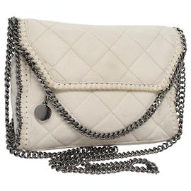 Autre Marque Stella MacCartney Chain Shoulder Bag Suede White Auth BA375 White