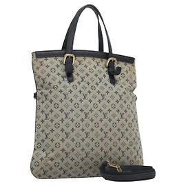 LOUIS VUITTON Monogram Mini Franoise Tote Bag 2way Blue M92208 LV Auth MY037 Blue