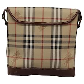 Autre Marque-Burberrys Nova Check Shoulder Bag PVC Leather Beige Brown gold Auth BD093-Brown,Beige,Golden