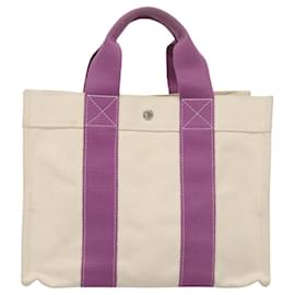 Hermès-HERMES Sac Tote Bora Bora Toile Blanc Violet Auth ep7505-Blanc,Violet