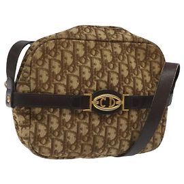 Bolsa de ombro em lona Trotter Christian Dior marrom Auth BD120 Marrom