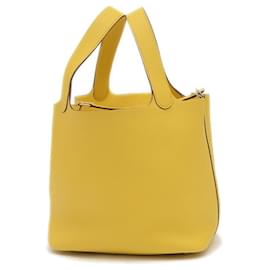Hermès-Sac à main Hermes Picotin Lock MM 22-Jaune