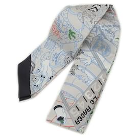 Hermès-Hermes Twilly Scarf Splash Park Griperle Green Black-Black,Green