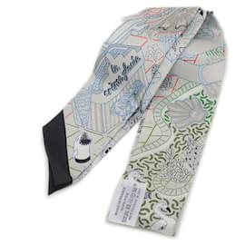 Hermès-Hermes Twilly Scarf Splash Park Griperle Green Black-Black,Green