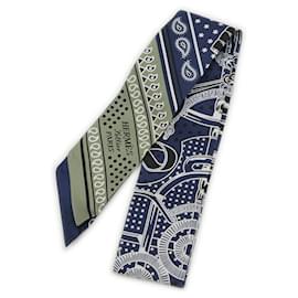 Hermès-Hermes Twilly Scarf Apron d'Or Bandana Marine Vert Silk-Other