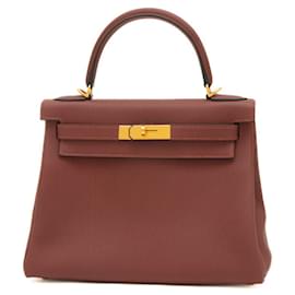 Hermès-Sac à main Hermes Kelly 28 en Rouge H-Rouge