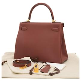Hermès-Hermes Kelly 28 Handbag in Rouge H-Red