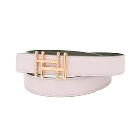 Hermès-Hermes H O Carré Twist Belt in Mauve Pale Vert Maki-Other