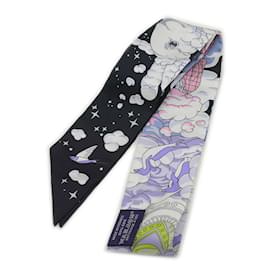 Hermès-Hermes Twilly Scarf My Cloud Sur Mon Nuage-Black,Multiple colors