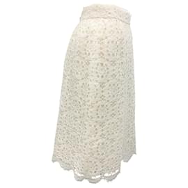 Dolce & Gabbana-Dolce & Gabbana White Lace Knee-Length Pencil Skirt-White