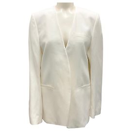 Totême Blazer senza colletto in viscosa e lino Toteme Bone Bianco