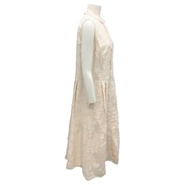 Autre Marque-Lafayette 148 New York Ecru Raffia Textured Sleeveless Cotton Dress-Cream