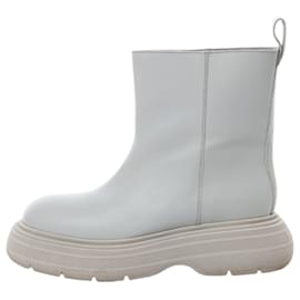 Autre Marque-GIABORGHINI Marte Chunky Leather Ankle Boots in Grey, Size 39 EU-Grey