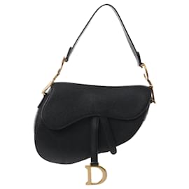 Dior-Christian Dior Saddle Classic Bag Leather Handbag in Black-Black