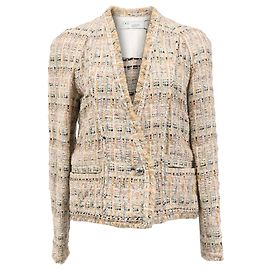 Iro Shavana Frayed-Edge Tweed Jacket In Multicolor Cotton Multiple colors
