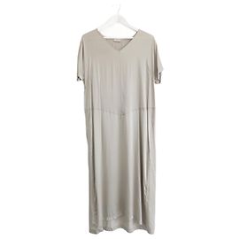 Archival-beige Seiden-Maxikleid von Dries Van Noten Beige