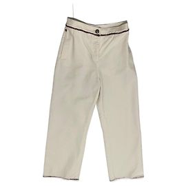 Chanel White Cotton Pants Size 34 White