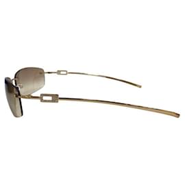 Gucci-Gucci Gold Brown Tinted Rhinestone Rimless Sunglasses GG 1784 Strass 577YT-Brown,Golden