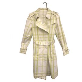 Trench Burberry de algodão branco e verde claro Branco Verde claro