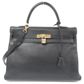Hermès-Sac à main Hermes Kelly 35 cm-Noir