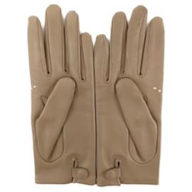 Hermès-Hermes Brown Cashmere and Leather Gloves-Brown