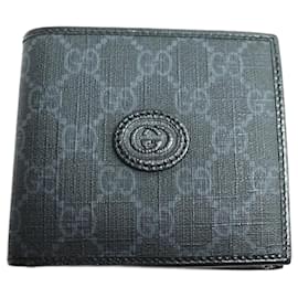 Gucci-Carteira bi-fold Gucci GG Supreme Interlocking G-Preto