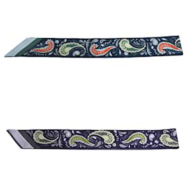 Hermès-Hermes Gueparads Bandana Cheetah Scarf-Blue,Green