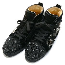 Christian Louboutin Nero NO LIMIT FLAT VV Sneakers Alte Studded Nero