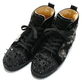 Christian Louboutin-Christian Louboutin Black NO LIMIT FLAT VV Studded High Top Sneakers-Black