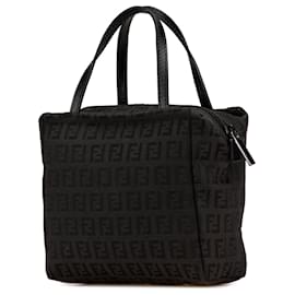 Fendi-Fendi Black Mini Zucchino Canvas Handbag-Black