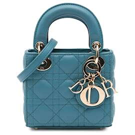 Dior-Dior Blue Micro Lambskin Cannage Lady Dior-Blue,Light blue