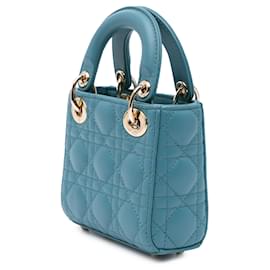 Dior-Dior Blue Micro Lambskin Cannage Lady Dior-Blue,Light blue