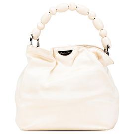 Bolsa de pérolas de cetim branco Dior Malice Branco Cru