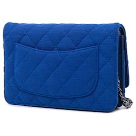 Chanel-Chanel Blue Reissue 2.55 Quilted Jersey Wallet On Chain-Blue