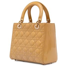 Dior-Dior Brown Medium Patent Cannage Lady Dior-Brown,Caramel