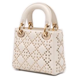 Dior-Dior White Mini Lambskin Cannage Lucky Star Studded Lady Dior-White